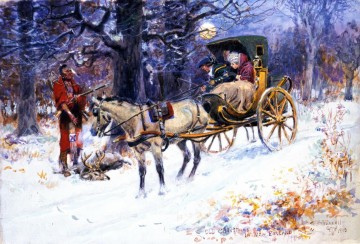 für Kinder Werke - altes Weihnachten in Neu England 1918 Charles Marion Russell Weihnachten